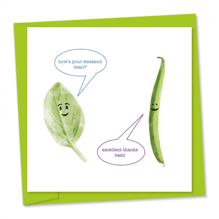 How's your weekend bean? | Funny greetings card
