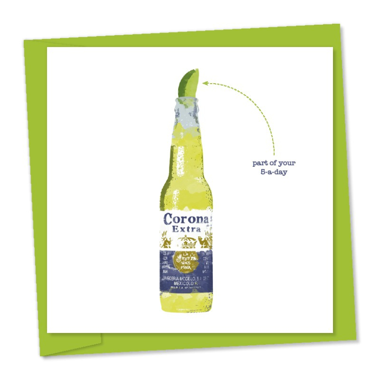 Corona and lime, part of your 5 a day | Funny greetings card