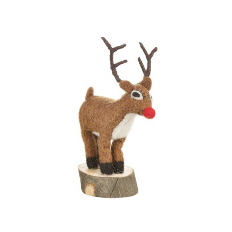 Rudolph on wooden base