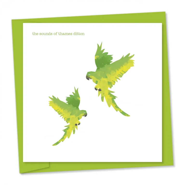 Sounds of Thames Ditton, Parakeets | Greetings card
