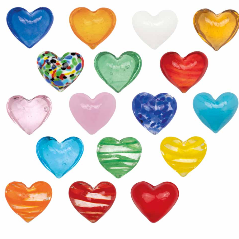 Glass Hearts – 1pc assorted colours