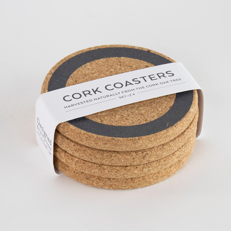 Cork Coasters – Earth Grey | Set of 4