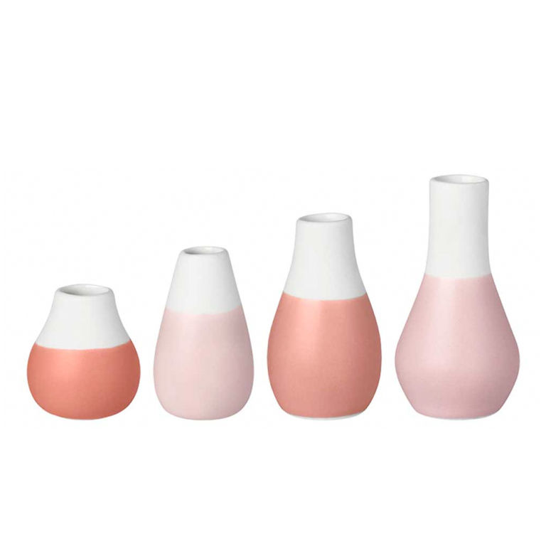 Mini Pastel Vases - Set of 4, Reds