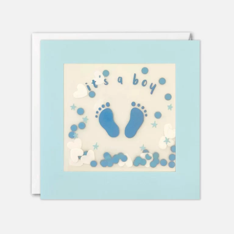 Blue Feet New Baby Boy Card with Paper Confetti - Paper Shakies