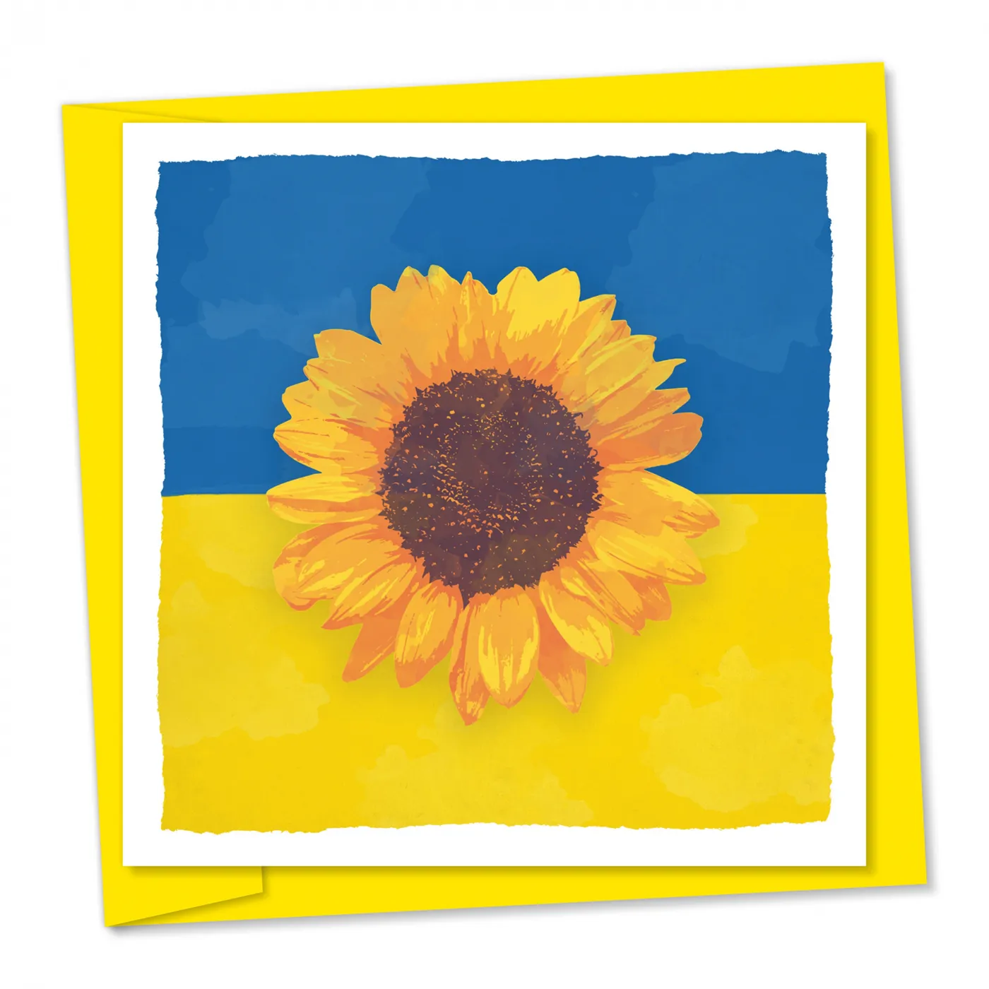 Sunflower on Ukraine flag | Greetings card