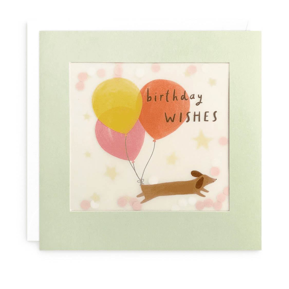 Dachshund and Balloons – Paper Shakies | Birthday card