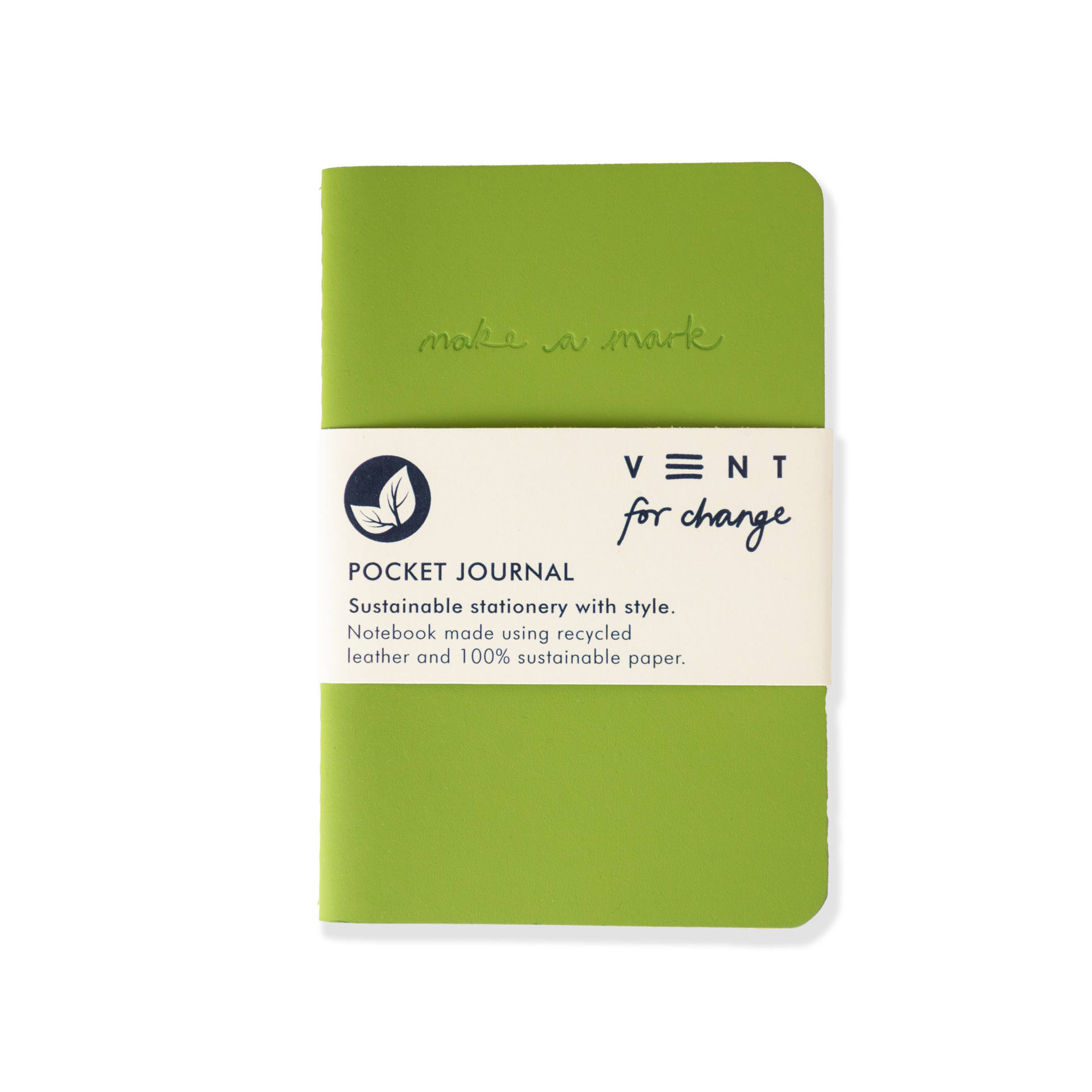 Recycled Leather Mini Pocket Notebook Journal - Green