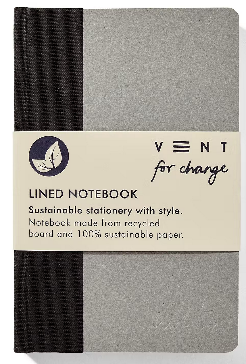 Recycled Board A5 Lined Write Notebook - Black fabric spine
