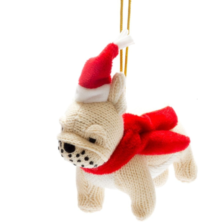 Knitted Bulldog Christmas Tree Decoration