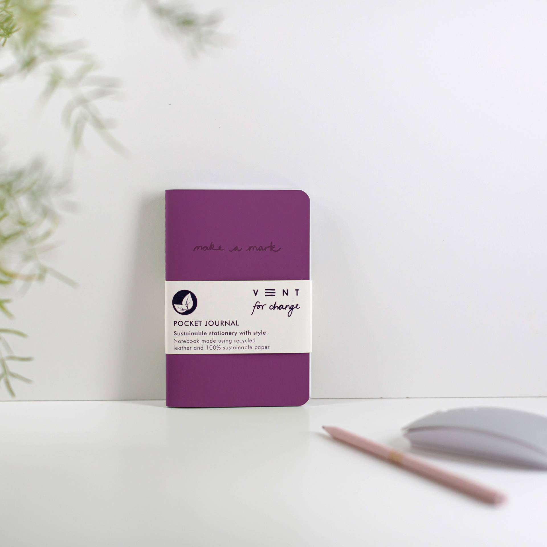 Recycled Leather Mini Pocket Notebook Journal - Purple