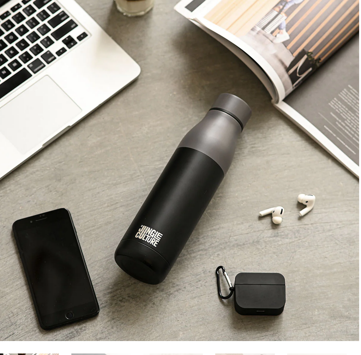 Reusable Stainless Steel Metal Water Bottle - 650ml Black