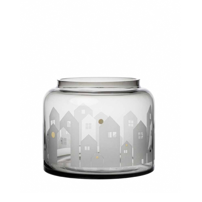 Glass Vase - Houses