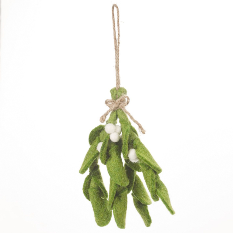 Mistletoe Sprig – Handmade Felt Hanging Decoration