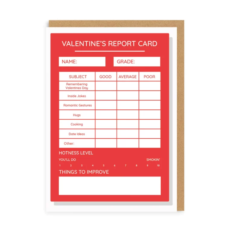 Valentine's Day Report Card
