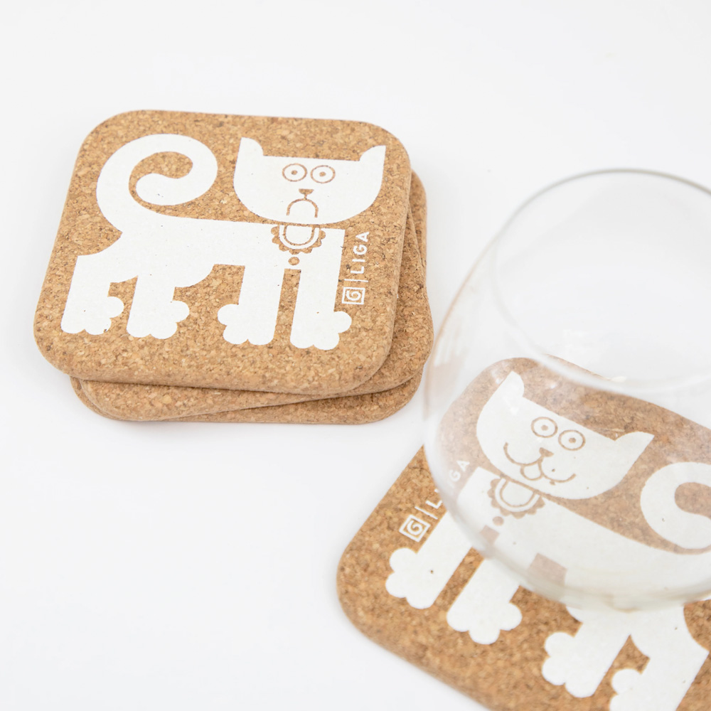 Hornsea Cork Coasters – Happy Cat Sad Cat | Set of 4