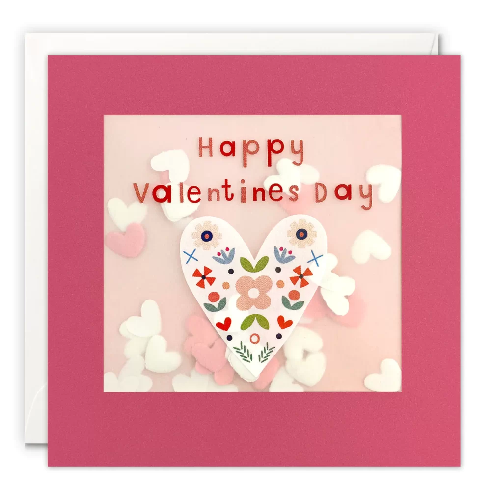 Valentine’s Day Patterned Heart Paper Shakies Card