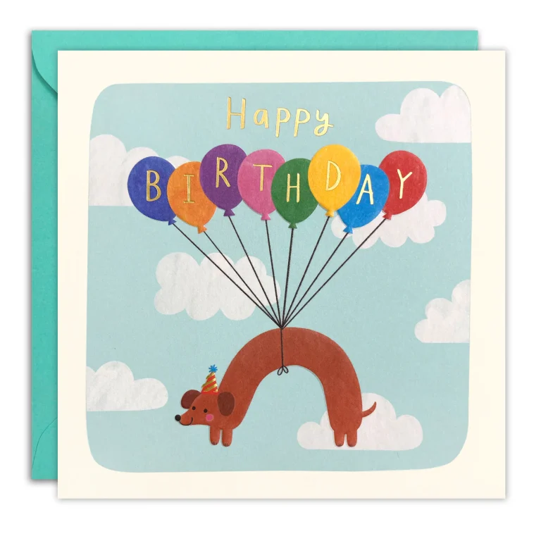 Birthday Dog and Balloons | Birthday card