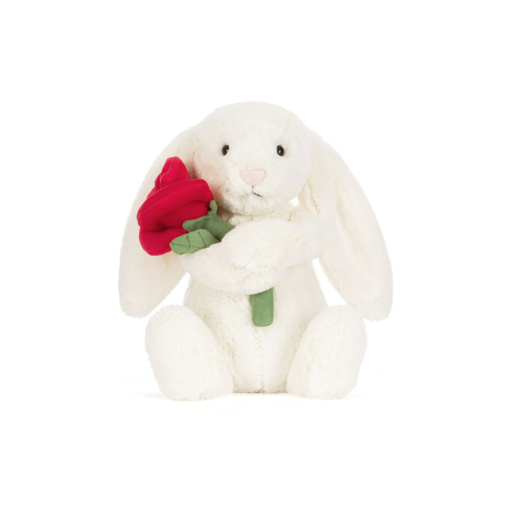 Jellycat Cream Bunny with Rose - View Gifts | Thames Ditton