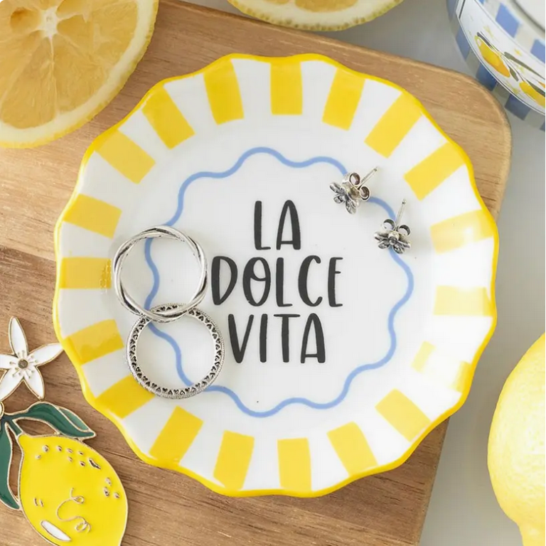 Yellow Striped La Dolce Vita Trinket Dish