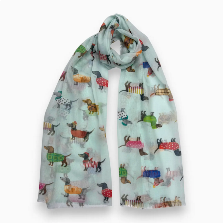 Fashion Dogs Digital Print Scarf | Mint