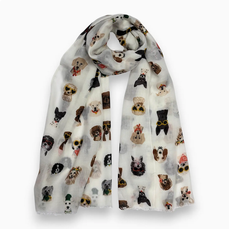 Dog Print with Mix Breeds Scarf | Cream
