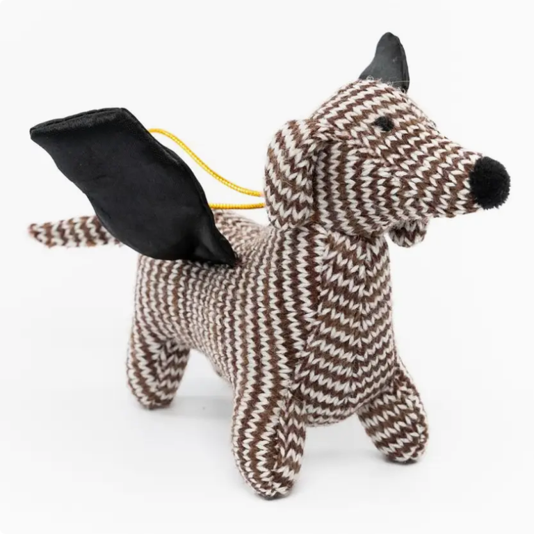 Dachshund Halloween Decoration with Bat Wings